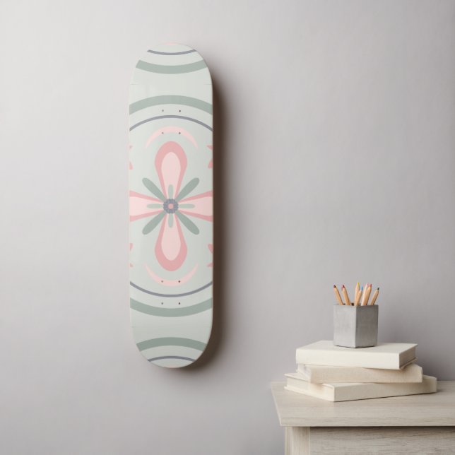 Skate Azulejos Florais Verde Pastel (Arte de parede)