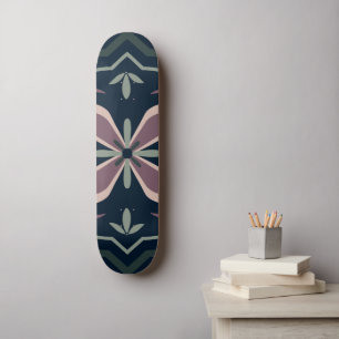 Skate azulejos geométricos florais terrosos