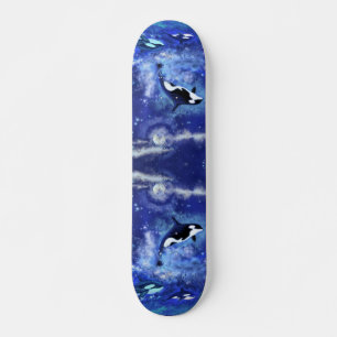 Skate Baleias Assassinas na Lua Cheia - Azul de Desenho 