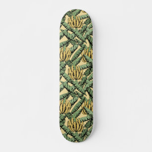 Skate Bananas Amarelas Tropicais e Folhas de Preto