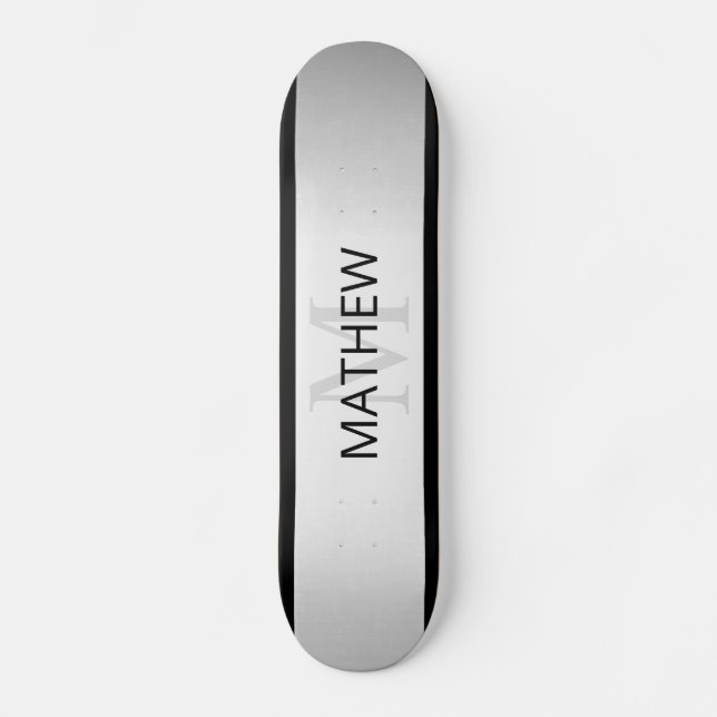 Skate Bandas de Ombre Silver Faux Contemporâneas & Preta (Frente)