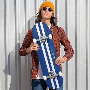 Skate Bandas Douradas de Monograma Azul Clássico