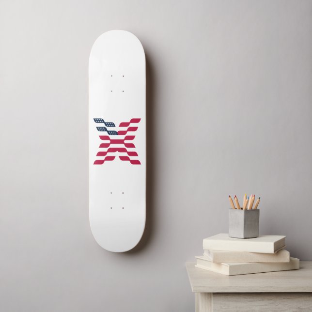 Skate Bandeira Americana Abstrata Letra X (Arte de parede)