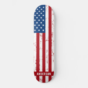 Skate Bandeira Americana Estrelas Personalizadas Strips 