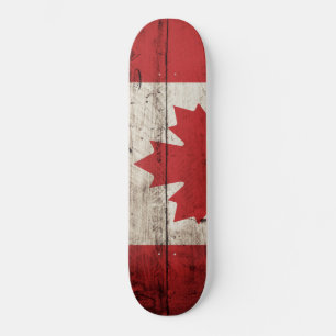 Skate Bandeira de Canadá na grão de madeira velha
