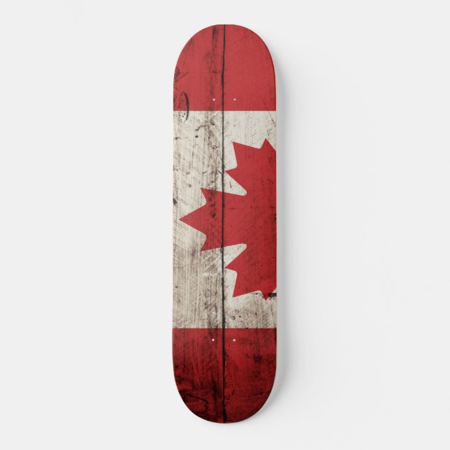 Skate Bandeira do Canadá em grão de madeira antiga (Frente)