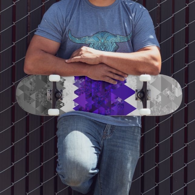 Skate Bandeira do Orgulho Boho Geométrico Mod Retro Grey (Ao ar livre 3)