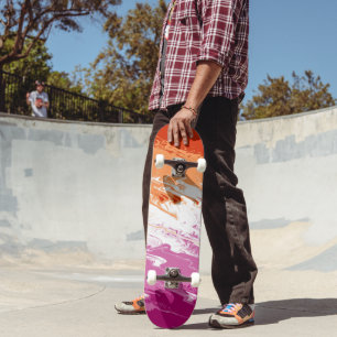 Skate Bandeira do Orgulho Lésbico do Abstrato de Groovy,