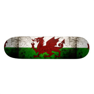 Skate Bandeira do País de Gales Grunge Preta