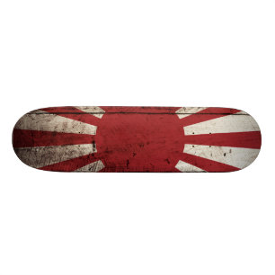 Skate Bandeira do Sol Nascente do Japão em Velha Madeira