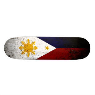 Skate Bandeira preta de Filipinas do Grunge