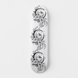 Skate Baralho de Lua Crescente Floral com Estilo de Tatu