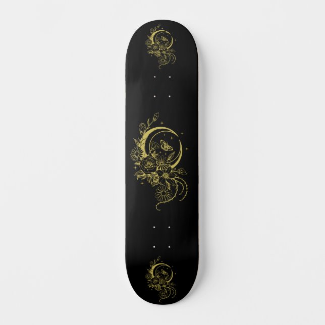 Skate Baralho de Lua Crescente Floral com Estilo de Tatu (Frente)