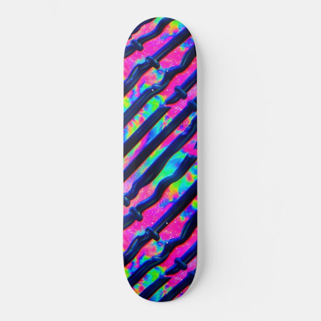 Skate Barras de Glitch Arco-Íris Escuro (Frente)