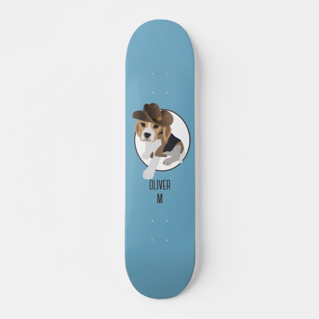SKATE BEAGLE PUPPY DOG COUNT QUE CARTOON NOME AZUL (Frente)