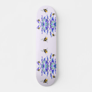 Skate Beautiful Spring Flowers and Bees Flying - Drawing