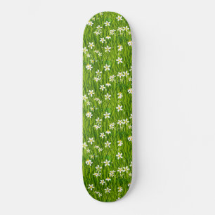 Skate Belas Flores Brancas e Folhas Verdes