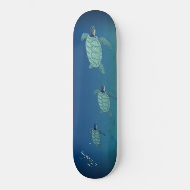 Skate Belas tartarugas marinhas nadando e caligrafia (Frente)