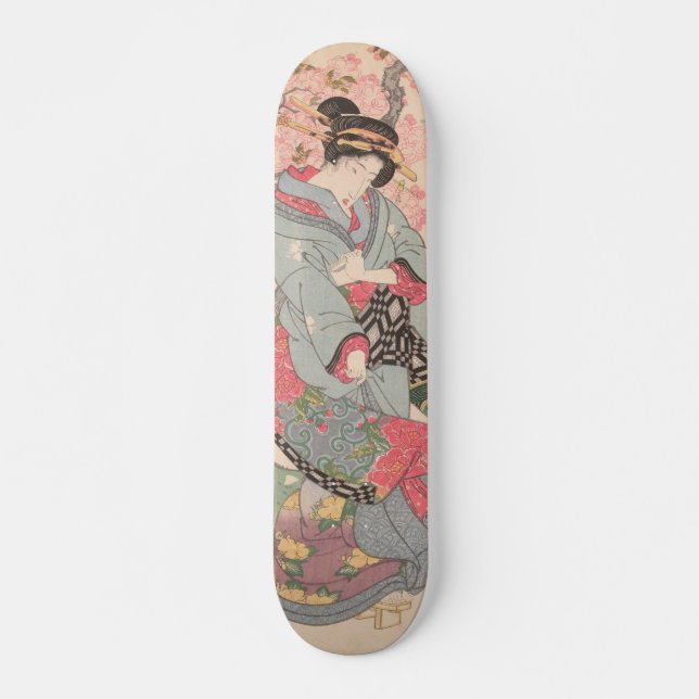 Skate Beleza sob Cherry Blossoms Vintage Ukiyo-e (Frente)