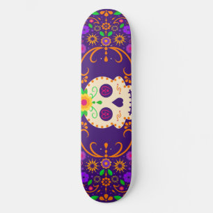 Skate Belo crânio com flores Día de los Muertos