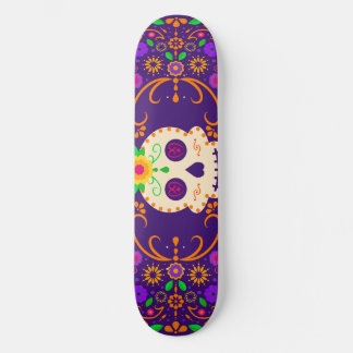 Skate Belo crânio com flores Día de los Muertos
