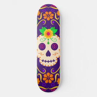 Skate Belo crânio com flores Día de los Muertos