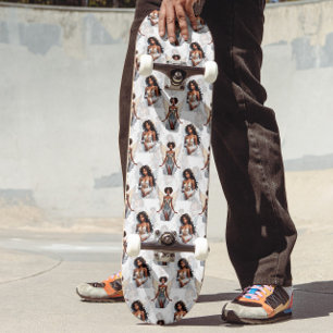 Skate Belo design de padrão de anjos meninas negras