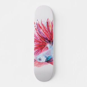 Skate Betta Fish Artístico Colorido em Aquarela