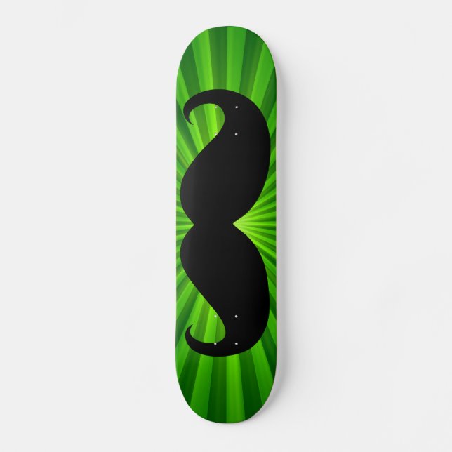 Skate Bigode preto engraçado no fundo verde 2 (Frente)