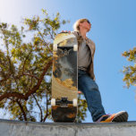 Skate Black Gold Abstract Swirl Modern Moon<br><div class="desc">Energy,  and elegance metallic moon with flowing golden swirl against a deep black background.</div>