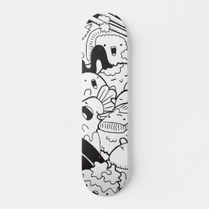 Skate Black & White Japanese Doodle