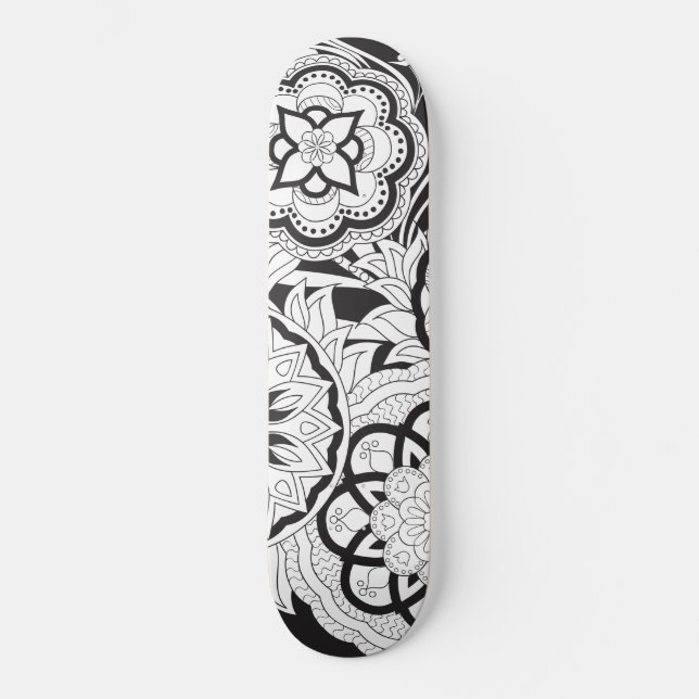 Skate black&white  pattern with mandalas (Frente)