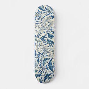 Skate Blue Floral Pattern Antique Asian Design