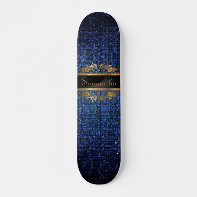 Skate Blue Glitter Sequin Disco - Quadro Escolar Antigo (Frente)
