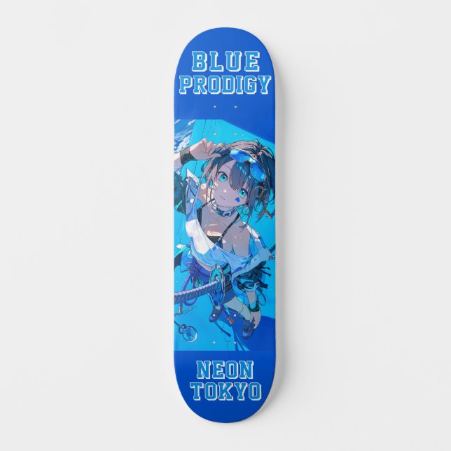 Skate Blue Neon Prodigy Tokyo Cyberpunk Anime Impact (Frente)