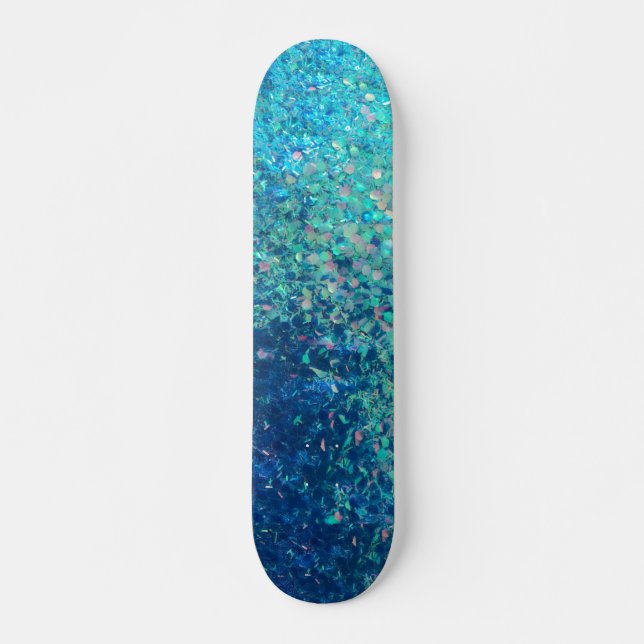 Skate Blue Ocean Glitter Skateboard, 7¾" Deck (Frente)