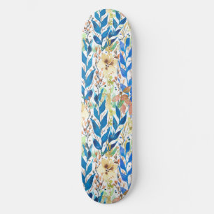 Skate Blue Watercolor Blossom Garden