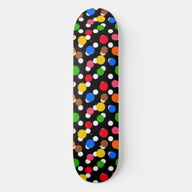 Skate Bolinhas coloridas em fundo preto (Frente)