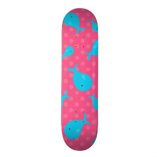 Skate bolinhas cor-de-rosa de baleias azuis