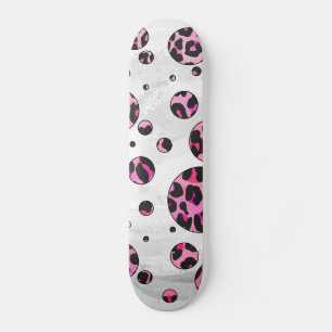 Skate Bolinhas-leopardo Impressão preto e rosa-quente
