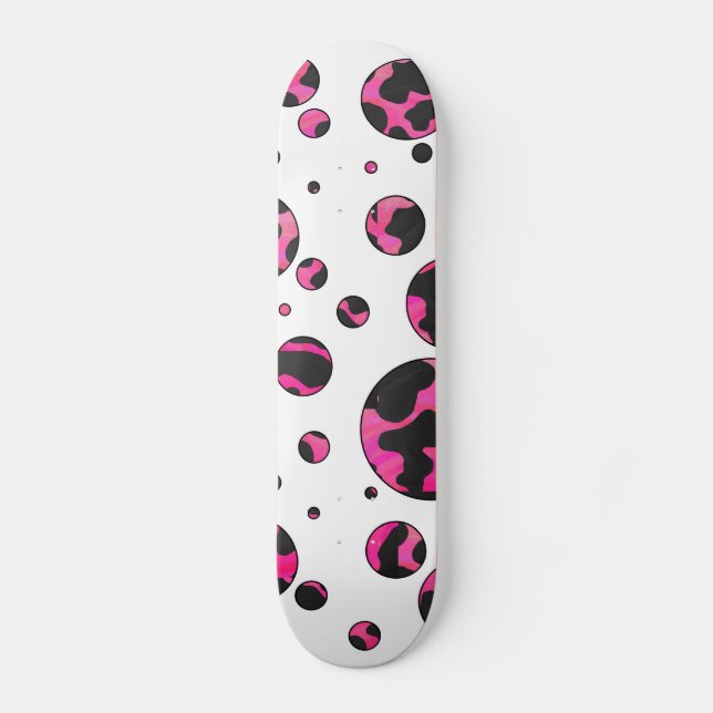 Skate Bolinhas rosa-quente e Impressão preto (Frente)