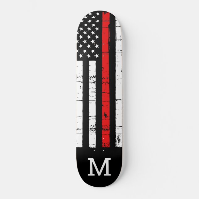 Skate Bombeiro americano Flag Thin Red Line (Frente)