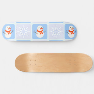 Skate Boneco de neve e flocos de neve com padrão xadrez