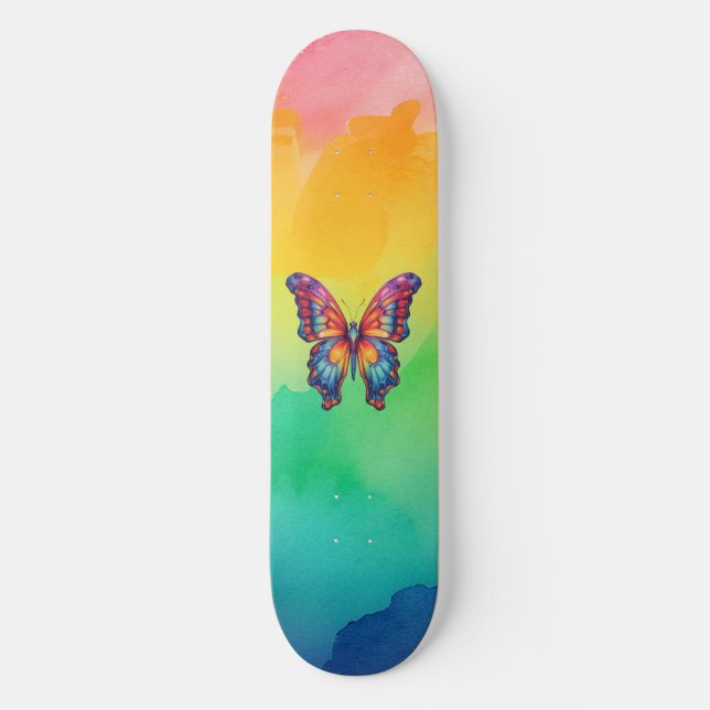 Skate Borboleta Azul Laranja Asas (Frente)
