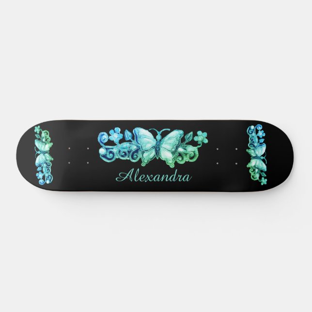 Skate Borboleta Azul Personalizada (Horz)