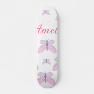Skate Borboleta brilho roxo rosa adicionar texto letra n