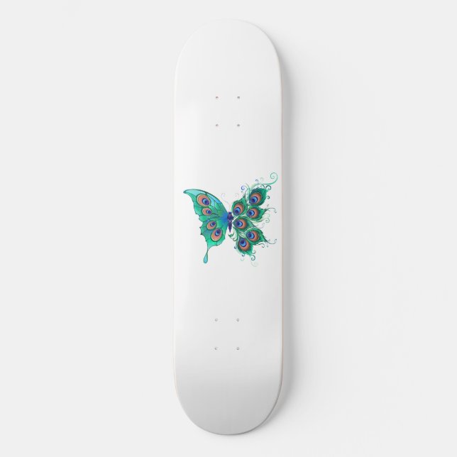 Skate Borboleta com Penas de Pavão Verde (Frente)