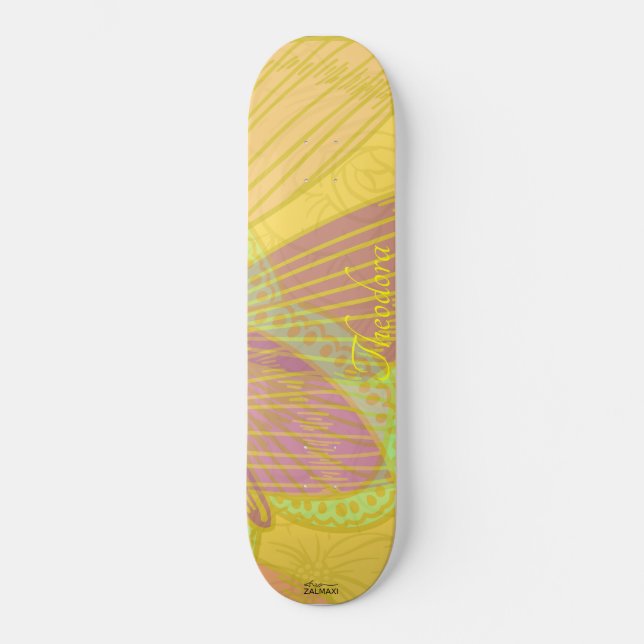 Skate Borboleta Dourada Chic Amarelo (Frente)