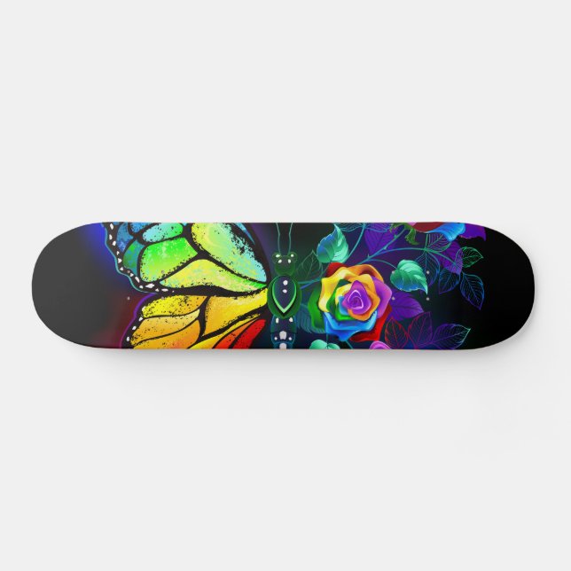 Skate Borboleta-flor-arco-íris (Horz)