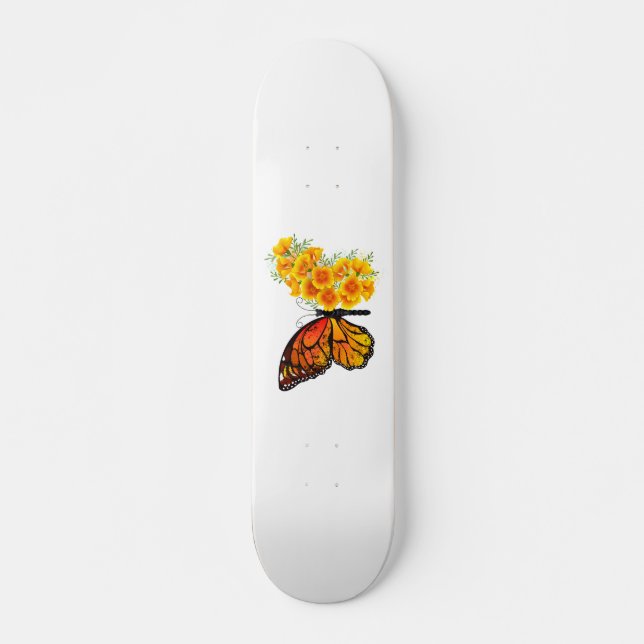 Skate Borboleta Flor com Papagaio Amarelo da Califórnia (Frente)